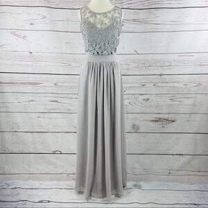 Long Grey Lace bodice dress